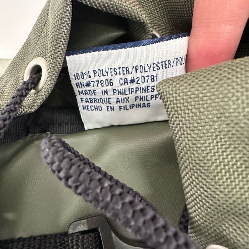 Tommy Hilfiger Unisex Vintage Y2K 90s Army Olive Green Hiking Backpack - Picture 9 of 10